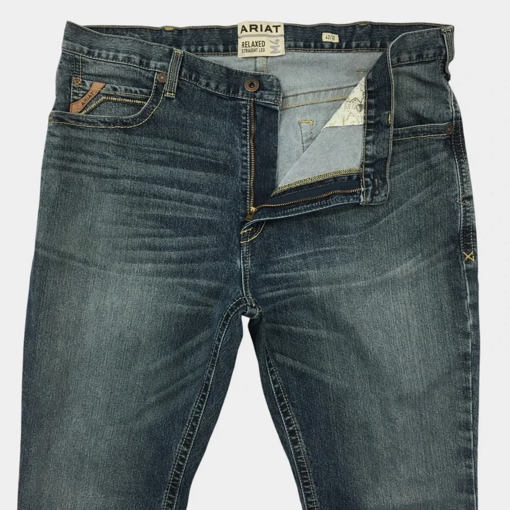 Ariat M4 Relaxed Straight Leg Jeans Mens 42x32 Stockton Blue Denim Workwear